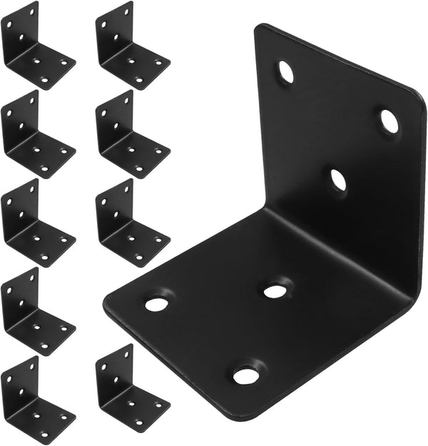 Aoserge 10 pcs 2 x 2 Inch Black Stainless Steel Corner Bracket -