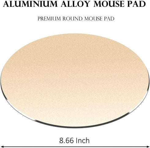 ProElife Premium Aluminum Metal Mouse Pad Mice Mat 8.66 inch (Round, Champagne Gold) by ProElife
