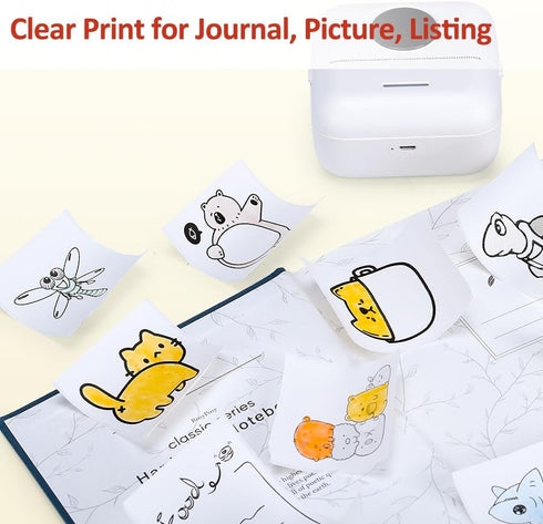 6 57mm 30mm, 6 Packs Color Mini Printer Sticker Thermal Printer with Rolls of PaperCan be Used to Print Photos