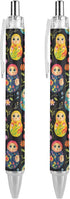 Generic Russian Nesting Dolls Flowers Retractable Ballpoint Pen 0.5mm Smooth Writing Gel Ink