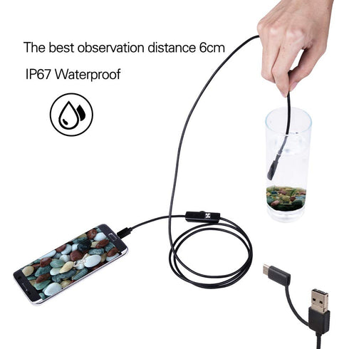 3 in 1 Endoscope Inspection Camera: Digital Semi-Rigid Borescope, Waterproof Black HD Camera, 2m/78.7inch