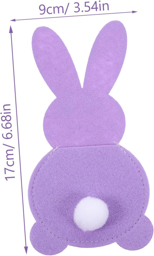 4pcs PRETYZOOM Easter Bunny Cutlery Holder Bags Adorable Tail Design for Festive Table Decor for Dinner Parties