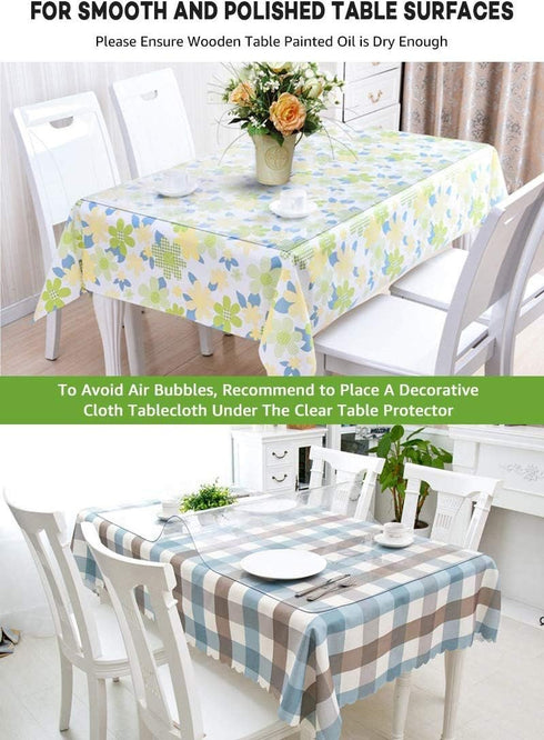 Icefire 1.5mm 30" 54 Inch Clear PVC Table Top Protector PVC Vinyl Polyester Rectangle Table Cover Wood Furniture Wooden