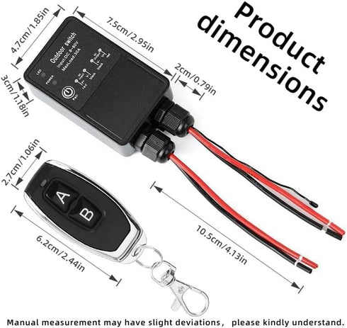 Feloako 110V/120V 100-240V 30A Door-328ft Waterproof Remote Control Switch, AC Relay Wireless Remote Switch Kit