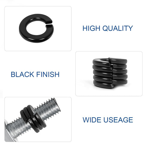 M8 Split Lock Washer, 304 Stainless Steel 18-8 Spring Lock Washers, Black Finish, 100 PCS