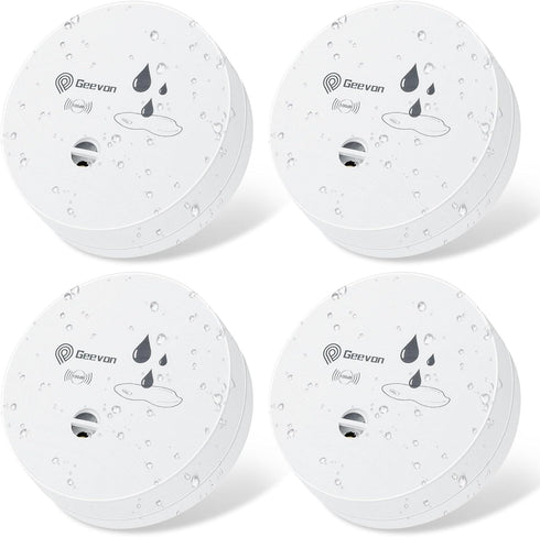 Geevon 4 Pack Water Leak Detectors, 100dB Water Sensor Alarms Flood Detector for