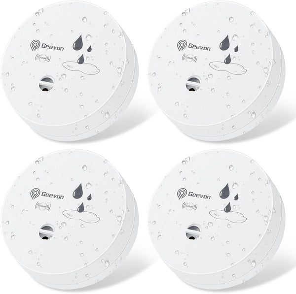 Geevon 4 Pack Water Leak Detectors, 100dB Water Sensor Alarms Flood Detector for