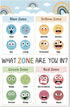 Feelings Chart for Kids Boho Zones of Regulation Hanging Poster Rainbow Emotions Classroom Bulletin Board Chart for
