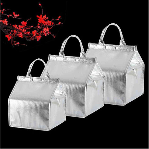 Generic 5pcs Delivery(Silver,8inch) Insulated Take Out Bags Thermal Lunch Grocery Take Out Bags for Coffee Milk Tea Hot
