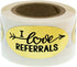 I Love Referrals - Oval Gold Foil Stickers - Great for Real Estate Agents (Roll of 100)