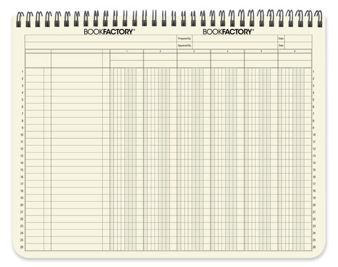 BookFactory Accounting Ledger Notebook/ 6 Column Accounting Ledger Columnar (Six Columns) Log Book - 11" x 8.5", 100 Pages, Wire-O Landscape Format (ACT-100-7CW-PP(6-Column)-AX)