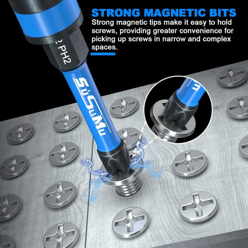 27PCS Phillips Bits #2 Impact, 1" and 2" Long, Magnetic Drill Bits, 1/4 Inch Hex Shank, S2 Alloy Steel