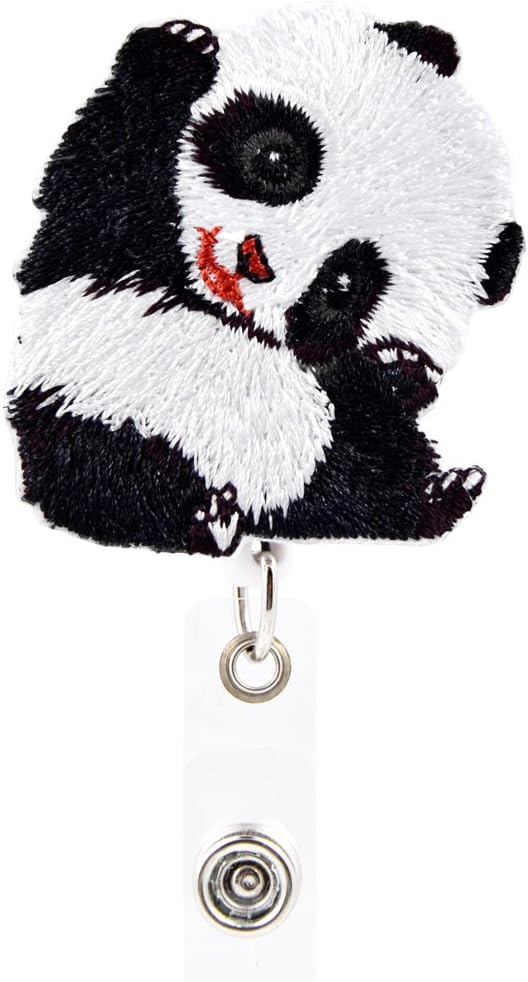 Panda Retractable ID Badge Reel with Alligator Clip - 24 inch Retractable Cord