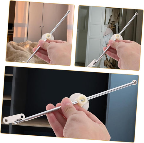 RUNROTOO 2pcs Metal Drop Leaf Supports Cabinet Hinges Lid Support for Flap Door Furniture with Damper for Kitchen