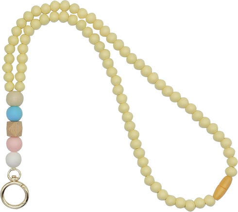 Wood Beaded Teacher Breakaway Lanyards, Cute Soft Necklace Badge Lanyards for Women, Boho Fashion
