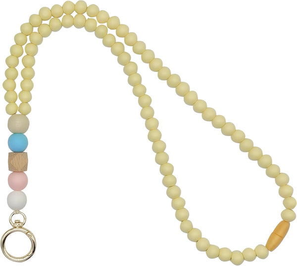 Wood Beaded Teacher Breakaway Lanyards, Cute Soft Necklace Badge Lanyards for Women, Boho Fashion