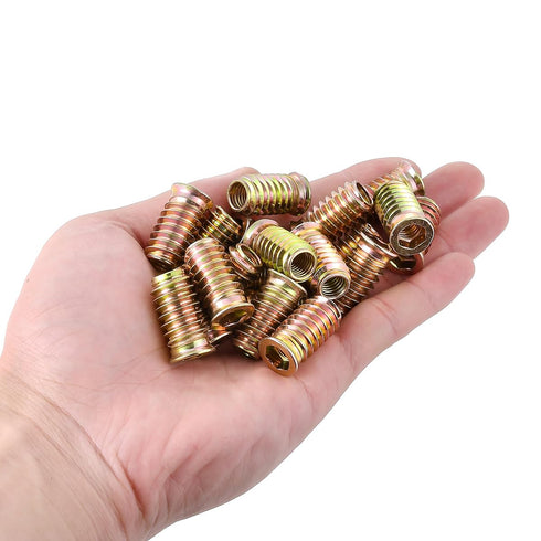 100 Pcs Wood Bolt Inserts 5/16" - 18x25mm Metal Screw and Bolt Set, Hex Socket Drive Nut Inserts for Woodworking