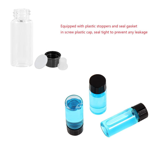 4ml Clear Glass Vials with Screw Caps and Plastic Stoppers, 1 Dram Small Liquid Sample Vial, Leak-Proof Vial, 25PCS