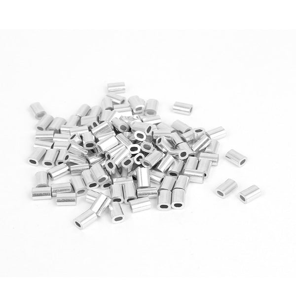 uxcell Uxcell 0.8mm 1/32-inch Wire Rope Aluminum Ferrules Sleeves, Silver Tone, Pack of 100