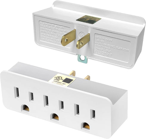 Grounded Adapter 3-Prong to 2-Prong Triple Outlet Converter, UL Listed 3 Pin to 2 Pin Plug Extender with 3 AC Outlets