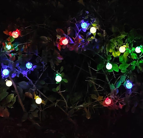 Solar String Lights Outdoor, 20ft Waterproof 30 LEDs, 8 Modes Crystal Globe Fairy Lights for Backyard Patio Wedding