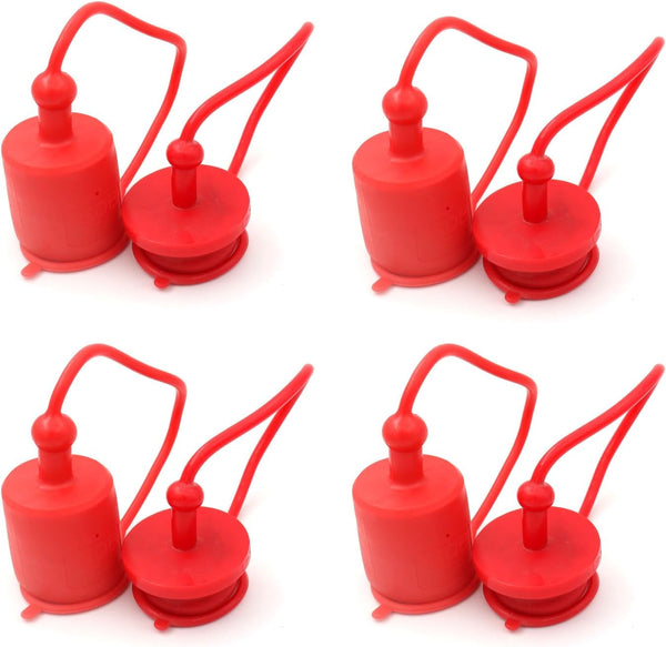 3/8" ISO7241A Hydraulic Coupling Dust Cap and Plug, Red Rubber Male Dust Cap and Female Plug Covers for Hydraulic Quick