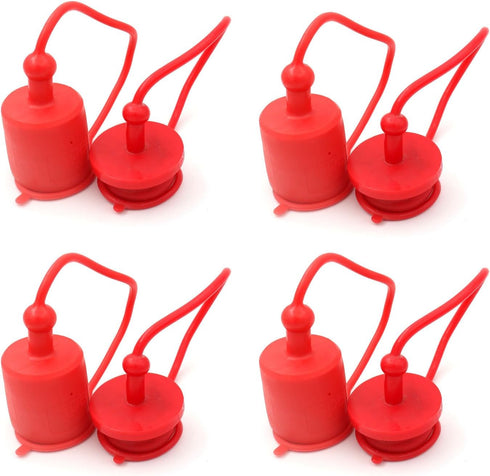 1/2" ISO5675 Hydraulic Coupling Dust Cap and Plug, Red Rubber Male Dust Cap and Female Plug Covers, 4 Set