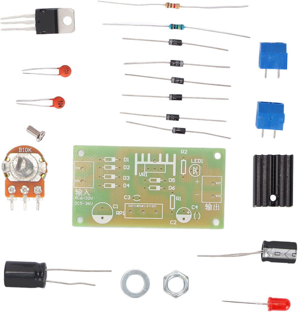 Walfront LM317 Adjustable Regulated Power Supply DIY Kit, ABS Board for School Education Lab