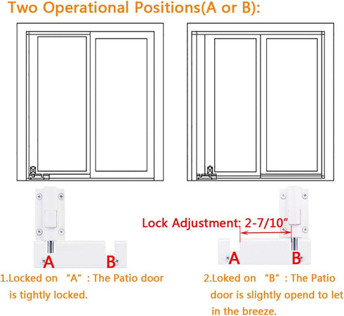 Secure(1 Pack,White) HauSun Patio Sliding Door Security Foot Lock Kick Lock, Fits on Top Rail-Childproof patio Door