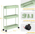 SPACELEAD Slim Storage Cart - 3 Tier Bathroom Rolling Utility Cart, Mobile Shelving Unit for Office, Green