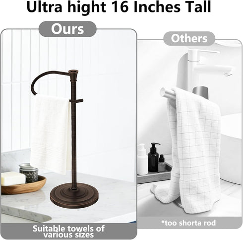 16 Inch Countertop Bronze Bath Hand Towel Holder Stand,Stainless Steel Free Standing Towel Rack,Heavy Weight Towel Bar