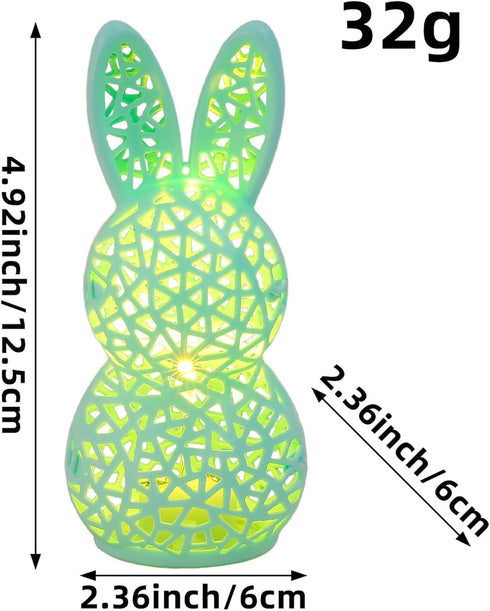 Silike 3D Easter Bunny Lamp, Printed Hollow Out Bunny Figurine Lamp, Easter Rabbit Statues for Table Office Bookshelf