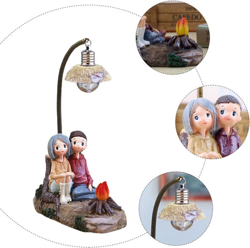 PRETYZOOM Couple Figure Night Light Resin Tabletop Lamp, Figurine Nightstand Light Decorative Resin Craft Lamp
