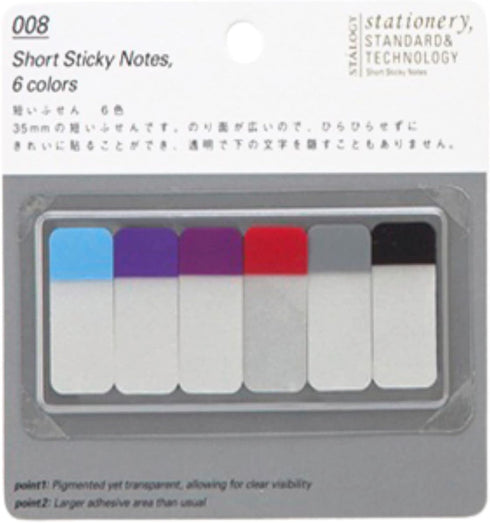 Stalogy S3 Sticky Notes: 3/5 in. x 1.4 in., Assorted (6 colors) B.