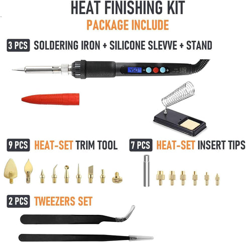 21PCS 3D Printing Accessories Smoothing Tool Kit, Modify Finishing Tool Soldering Welding Iron Kit, Heat Insert Brass