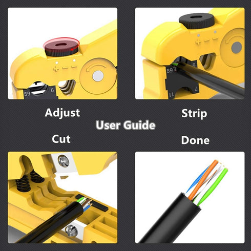 Yankok Universal Stripping and Cutting Tool - For Round and Flat STP UTP Cat5 Cat6 Cat7 Ethernet and Coaxial Cables