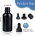 1 oz UV Resistant Dropper Bottle, 24 Pack Black Glass Boston Bottles with Eye Droppers for Essential Oils
