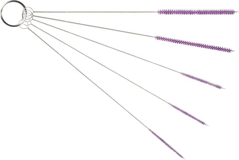Professional Tube Cleaning Brush Set, Purple, 5 Pc. Kit for Bottles, Straws, and Detailing