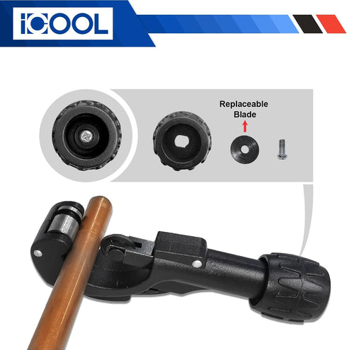 ICOOL Tubing Cutter, 1/8 to 1-3/8 Inch (3-35mm), Matte Surface with Extra Blade and Reamer