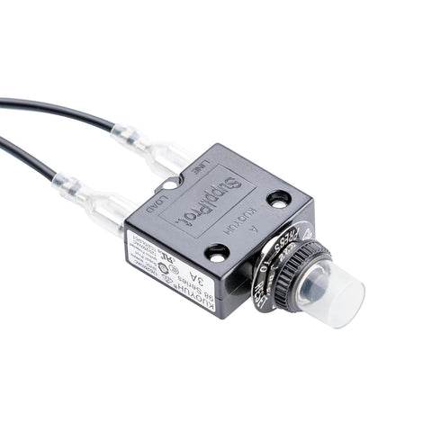 Push Button Circuit Breaker, Low Voltage Protector 3 Amp, Waterproof Cap Design, Manual Reset 32V Protection