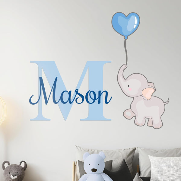 EGD Elephant Wall Decor Stickers for Baby Girl or Boy I Custom