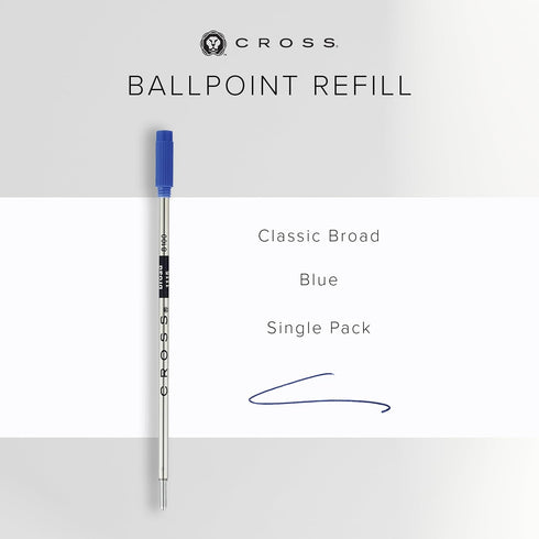 Cross Ball-Point Refill for Standard Pen, Blue Ink, Broad Point
