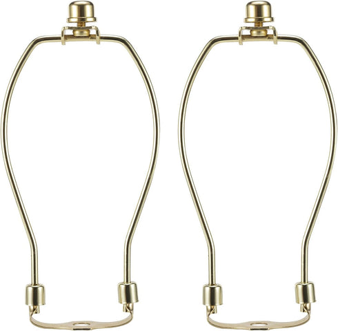 8 Inch Brass Lamp Harp Holder Kits with Finials, Light Duty Set of 2 DIY Lighting Accessories for Horn Frame Lampshade