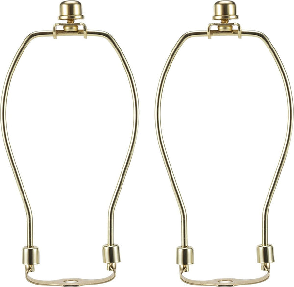 8 Inch Brass Lamp Harp Holder Kits with Finials, Light Duty Set of 2 DIY Lighting Accessories for Horn Frame Lampshade