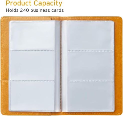 Sooez Leather Business Card Book Holder Organizer, 240 Capacity PU Name Card Storage File for Men Women
