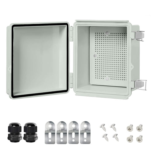 LeMotech Electrical Box, IP67 Waterproof Hinged Cover Junction Box, ABS Plastic Enclosure with Mounting Plate, Grey