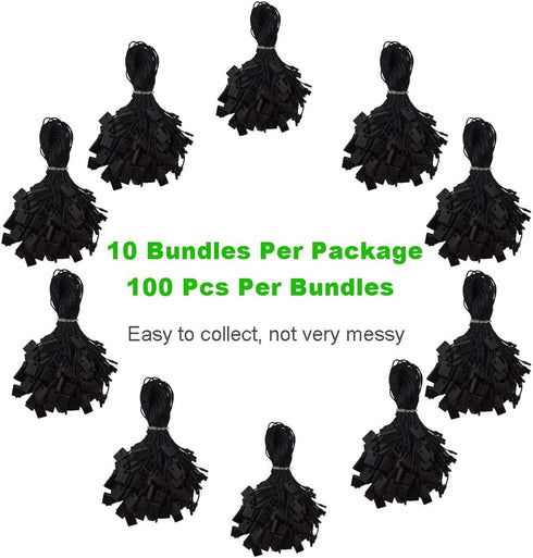 Hang Tag String Black 7" 1000Pcs Nylon Snap Lock Pin Loop Fastener Hook Ties for Easy Attachment
