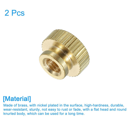 uxcell Knurled Thumb Nuts, 2Pcs M5 x D12mm x H9mm Brass High Head Blind Hole Round Knobs