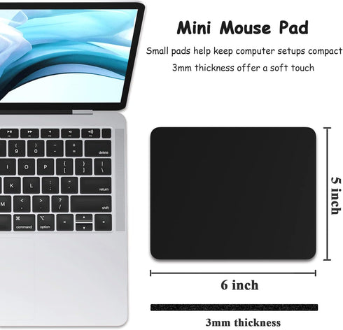 Dapesuom Small Mouse Pad, 5 x 6 Inch Thick Rubber Non-Slip Portable & Washable Mini Mouse Mat for Gaming, Jet Black