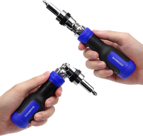 SHARDEN Ratchet Screwdriver, 13-in-1 Multi Tool Set with Phillips, Flat Head, Torx, Hex, Adjustable Angle